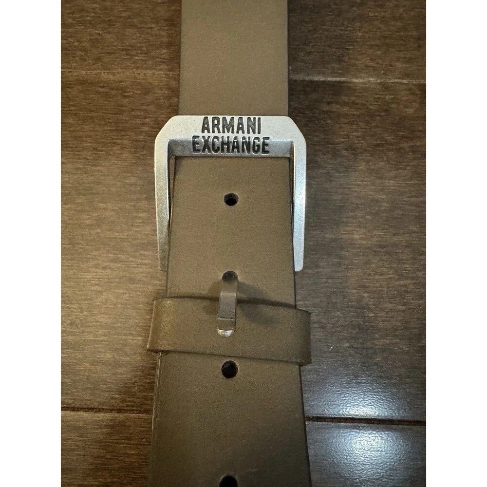 Armani Exchange A|X Genuine Leather Brown Belt One Size XL Made Romania